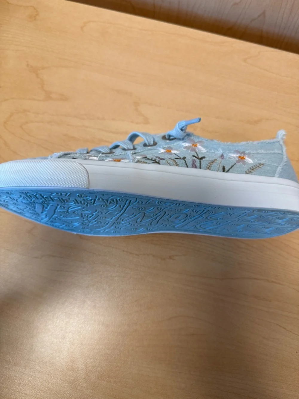 Blowfish Ice Blue Denim Floral-Accent Sneakers - Picture 4 of 6